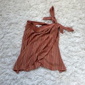 American Eagle Outfitters Rust Striped Wrap Skirt